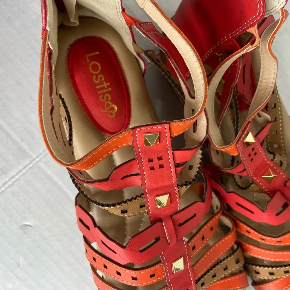Lostisy Strappy Red Sandals NWOT